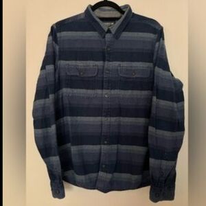 Toad and Co indigo blue striped shirt size Medium